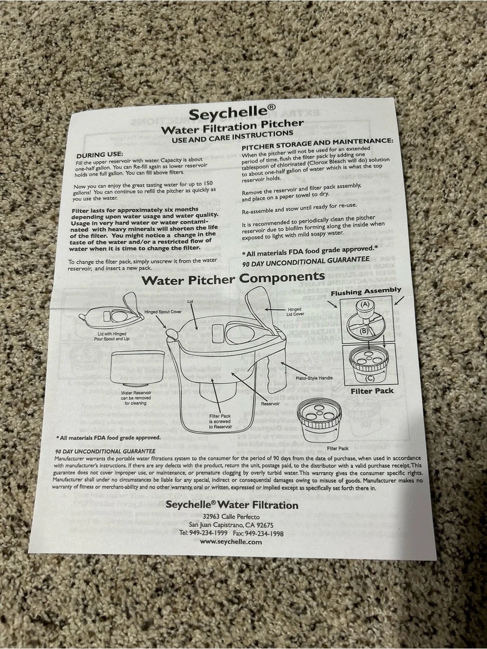 Seychelle 64 Oz. Radiological Water Filtration Pitcher 1-40401-W New in Box